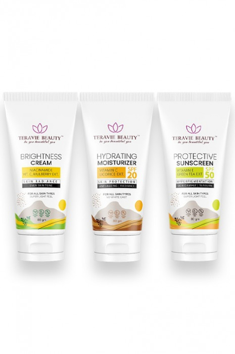 Brightness Cream + Hydrating Moisturizer + Protective Sunscreen